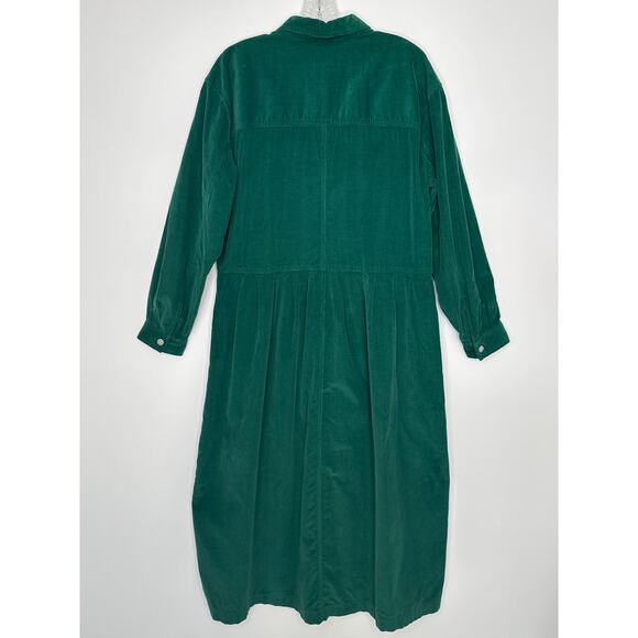 Vintage Talbots Forest Green Corduroy Button Front Midi Fall Hoilday Dress XL - Picture 11 of 16